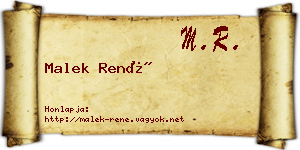 Malek René névjegykártya